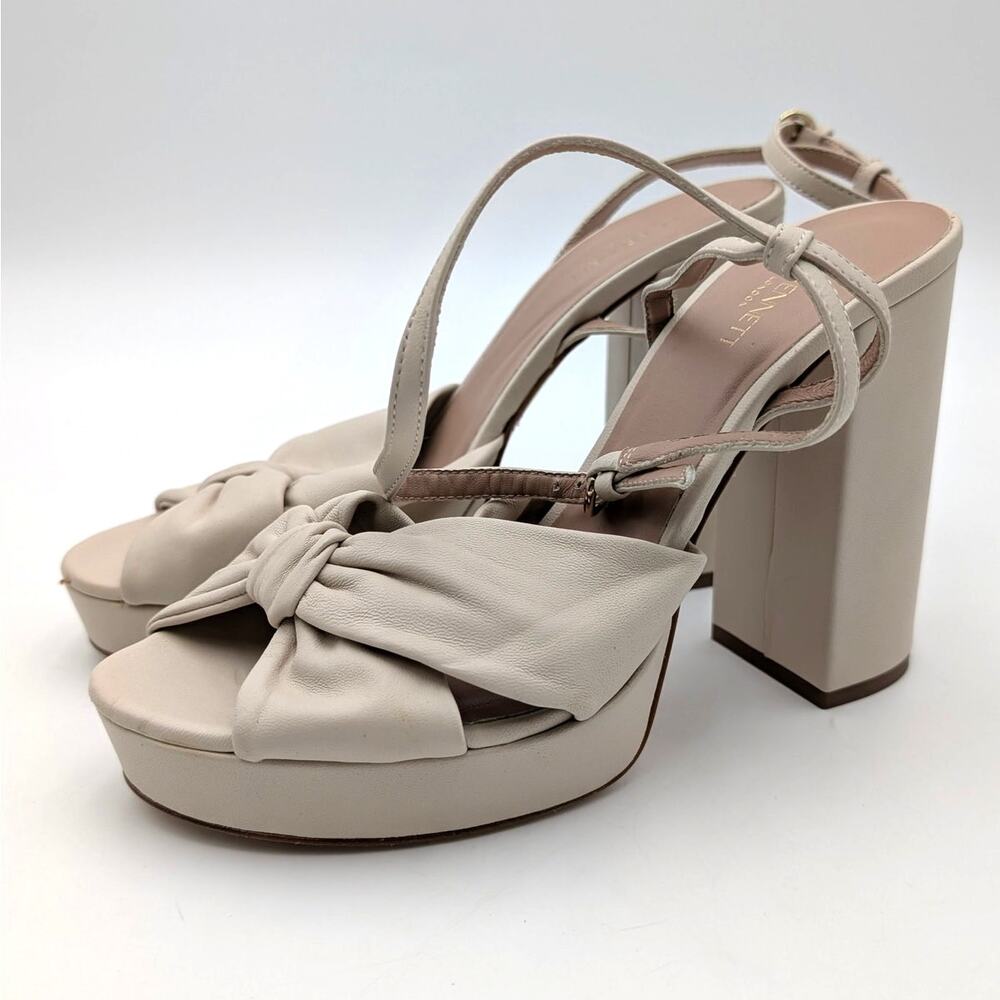 LK Bennett Amanda Block Heel Sandals Women's Light Beige Size US9.5 EU40